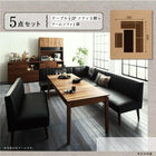 大型 L字 リビングダイニングセット 4点セット(テーブル+2人掛けソファ2脚+アームソファ1脚) 左アーム W120-180