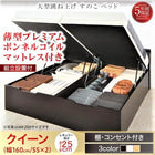 ベッド ガス圧 跳ね上げすのこ クイーン SS×2 薄型プレミアムボンネルコイル 縦開き レギュラー 組立設置付