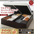 ベッド ガス圧 跳ね上げすのこ クイーン SS×2 マットレス付き フランスベッド マルチラススーパースプリング 縦開き ラージ 組立設置付