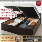 ベッド ガス圧 跳ね上げすのこ クイーン SS×2 マットレス付き フランスベッド マルチラススーパースプリング 縦開き グランド 組立設置付