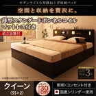 ガス圧 跳ね上げベッド 収納 クイーン SS×2 薄型スタンダードボンネルコイル 縦開き 深さレギュラー 組立設置付