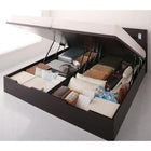 ガス圧 跳ね上げベッド 収納 クイーン SS×2 薄型プレミアムポケットコイル 縦開き 深さグランド 組立設置付