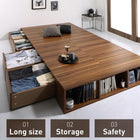 ベッド シングル 衣装ケースも入る大容量 収納ロングサイズベッド 引き出しなし ロング丈