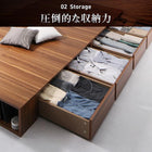 セミダブル 衣装ケースも入る大容量 収納 ロングサイズベッド 引き出し4杯 ロング丈