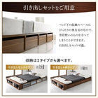 セミダブル 衣装ケースも入る大容量 収納 ロングサイズベッド 引き出し4杯 ロング丈