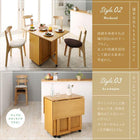 伸縮ダイニングテーブル単品 W40-100 収納庫付き 両側バタフライ天板 コンパクト