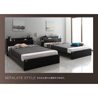 連結ベッド シングル 棚 照明 コンセント付 プレミアム国産ハードポケットコイルマットレス付き 右タイプ