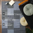 ラグ デニム調パッチワークデザインラグ クッション 直径45×12cm