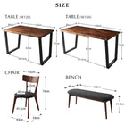 無垢材ダイニング 5点セット(テーブル+チェア4脚) W120 天然木 ウォールナット