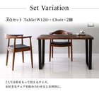 ダイニング 5点セット(テーブル+チェア4脚) W120 天然木 ウォールナット無垢材