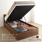 ベッド セミシングル 跳ね上げ 薄型スタンダードボンネルコイル 縦開き 深さラージ すのこ 組立設置付