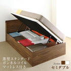 ベッド セミダブル 跳ね上げ 薄型スタンダードボンネルコイル 横開き 深さラージ すのこ 組立設置付