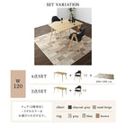 北欧モダン ダイニング 6点セット(テーブル+チェア4脚+ラグ) W170