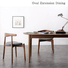 ダイニング 7点セット(テーブル+チェア6脚) W160-210 天然木 ウォールナット 伸長式 オーバル