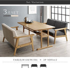 ダイニング 4点セット(テーブル+2人掛けソファ1脚+1人掛けソファ2脚) W120 北欧 木肘ソファ