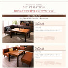 こたつ 大型ソファダイニング 5点セット(テーブル+2Pソファ1脚+1Pソファ1脚+コーナーソファ1脚+ベンチ1脚) W120-180 6段階高さ調節 伸縮式