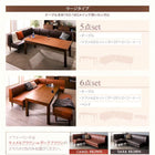 こたつ 大型ソファダイニング 5点セット(テーブル+2Pソファ1脚+1Pソファ1脚+コーナーソファ1脚+ベンチ1脚) W120-180 6段階高さ調節 伸縮式