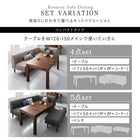 こたつソファダイニング 4点セット(テーブル+2Pソファ1脚+1Pソファ1脚+コーナーソファ1脚) W120-180 高さ調節 3段階伸長式 大型