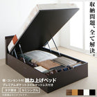 跳ね上げベッド 大容量収納 セミシングル プレミアムポケットコイルマットレス付き 縦開き