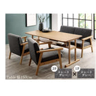 ダイニング ソファ 4点セット 北欧デザイン木肘ソファダイニング W150