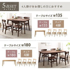 ダイニング 5点セット(テーブル+チェア4脚) W180 天然木総無垢材