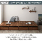 ベッド チェストベッド 大容量 薄型プレミアムポケットコイルマットレス ロータイプ 引き出し4杯 セミダブル
