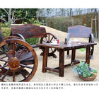 車輪ベンチ&焼杉テーブル3点セット ガーデンテーブルセット 木製 ガーデンファニチャー