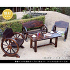 車輪ベンチ&焼杉テーブル3点セット ガーデンテーブルセット 木製 ガーデンファニチャー