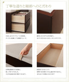お客様組立 シンプルチェストベッド 薄型スタンダードポケットコイルマットレス セミシングル
