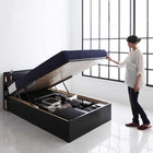 お客様組立 ガス圧式跳ね上げ収納ベッド スタンダードボンネルコイルマットレス セミシングル 深さラージ