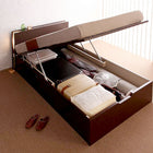 収納ベッド ガス圧式跳ね上げ 薄型抗菌国産ポケットコイル 縦開き セミシングル 深さレギュラー