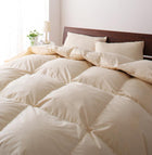 羽毛布団 グース ダブル10点セット プレミアム敷布団タイプ ボリュームタイプ 9色 羽毛布団 アイボリー