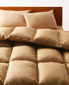 羽毛布団 プレミアム敷布団タイプ ダック ボリュームタイプ ダブル10点セット 9色 羽毛布団 ナチュラルベージュ