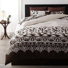 布団カバーセット ベッド用 セミダブル3点セット 地中海リゾート カバーリング モカブラウン