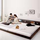 モダンライト・コンセント付き国産フロアベッド ポケットコイルマットレス ワイドK240(S+D)