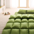 布団 8点セット プレミアム敷布団タイプ ボリューム セミダブル8点セット 抗菌防臭 9色 高機能中綿 モスグリーン