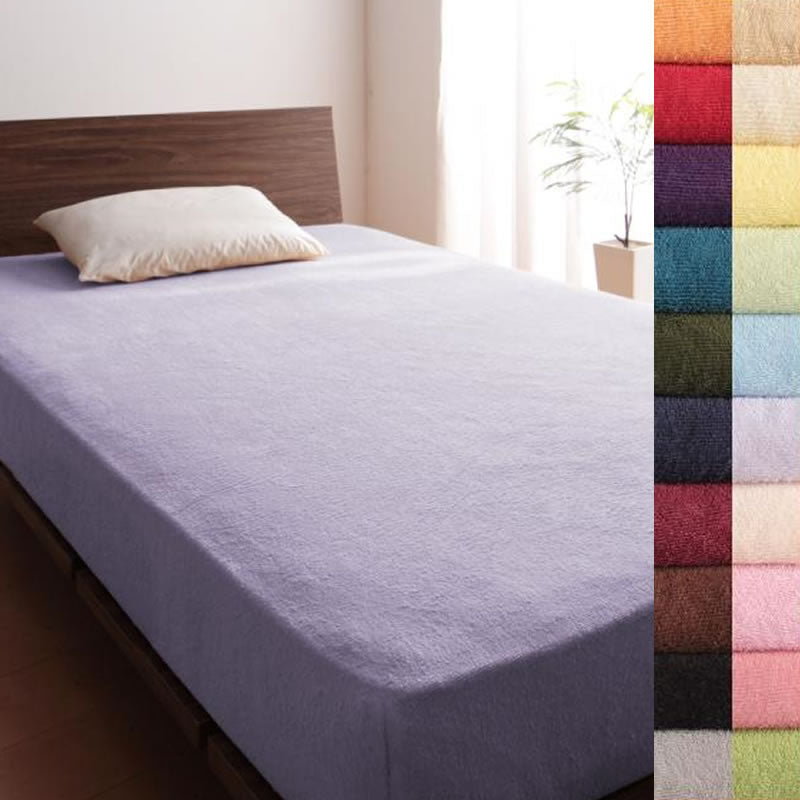 ボックスシーツ 単品 ベッド用 シングル 20色 コットンタオル 洗える ラベンダー