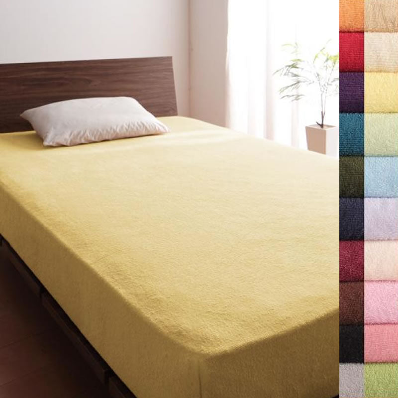ボックスシーツ 単品 ベッド用 シングル 20色 コットンタオル 洗える ミルキーイエロー