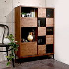 キャビネット ウォルナット調 引き戸リビング収納