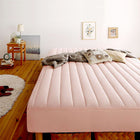 ベッド ダブル マットレスベッド ボンネルコイルマットレスタイプ 綿混素材・脚の長さ15cm 素材・色が選べる カバーリング 脚付き ホワイト/さくら
