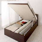 ベッド ガス式跳ね上げ シングル 深さレギュラー お客様組立 薄型スタンダードボンネルコイル 縦開き