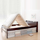 天然木すのこ 部屋の中で布団が干せる高さ調節付き セミダブル ダークブラウン