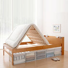 天然木すのこ 部屋の中で布団が干せる高さ調節付き セミダブル ナチュラルブラウン