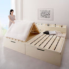 大容量収納ベッド セミダブル 深さレギュラー 国産 すのこ 跳ね上げ式