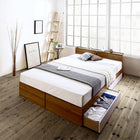 収納ベッド 北欧ヴィンテージ 国産カバーポケットコイル セミダブル