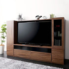 テレビボード 3点セット(テレビボード+キャビネット×2) 木扉&ガラス扉 ミドルタイプ