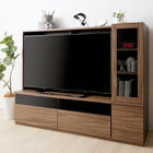 テレビボード 2点セット(テレビボード+キャビネット) ガラス扉 ミドルタイプ