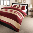 布団カバーセット 和式用 50×70用 シングル3点セット 日本製・綿100% ボーダー レッド×ベージュ