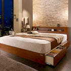 クイーンベッド ベット 収納 ボンネルコイル ライトタイプ 高級ウォルナット材 ワイドサイズ