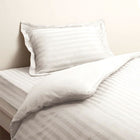 掛布団カバー 単品 シングル レギュラー丈 ショート丈ベッド用 ホテルスタイルストライプ ロイヤルホワイト